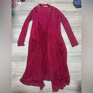 Active USA Burgundy Long Cardigan